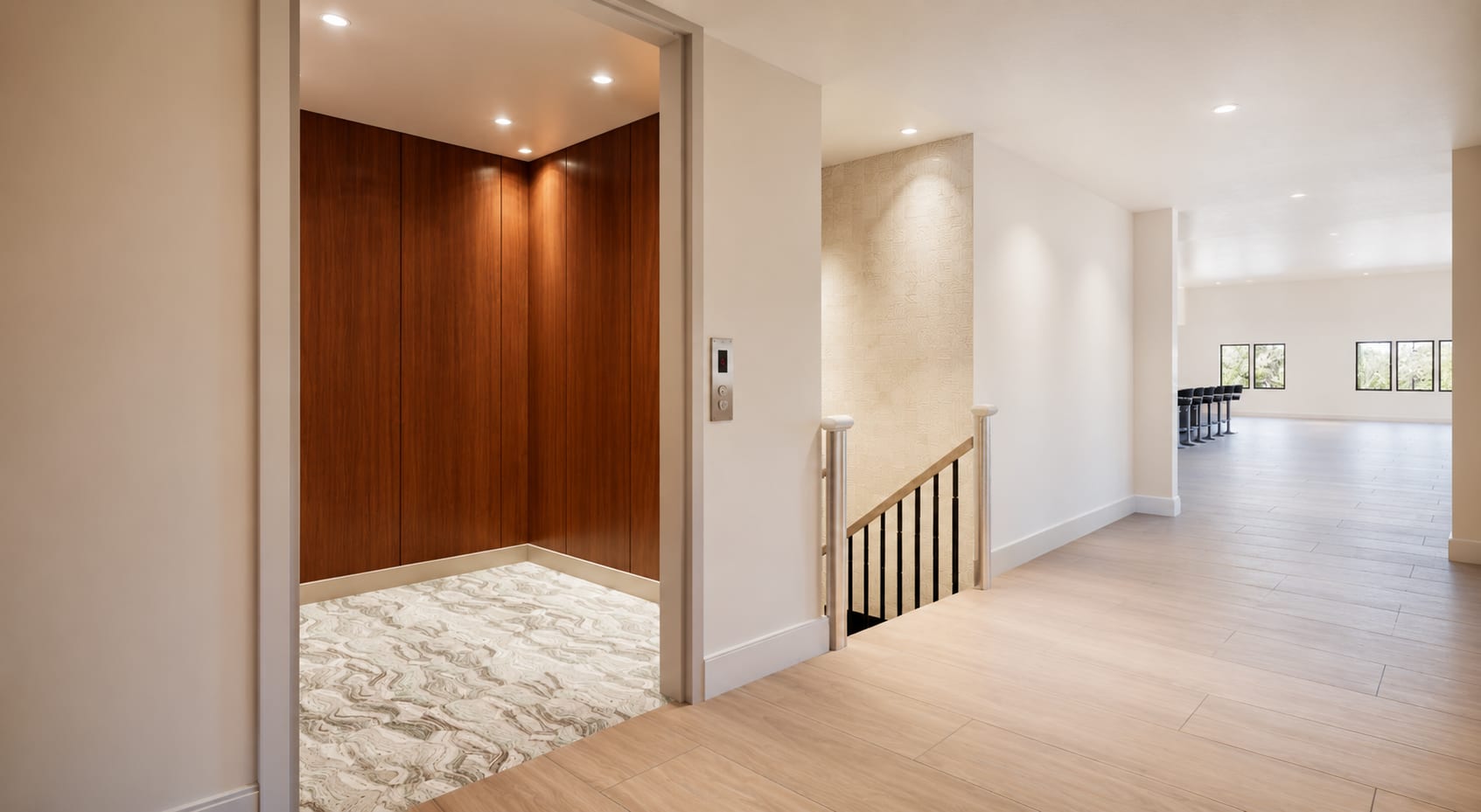 Elevator access to private amenities